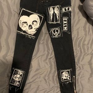 Black lace up size small fashionable/trendy jeans